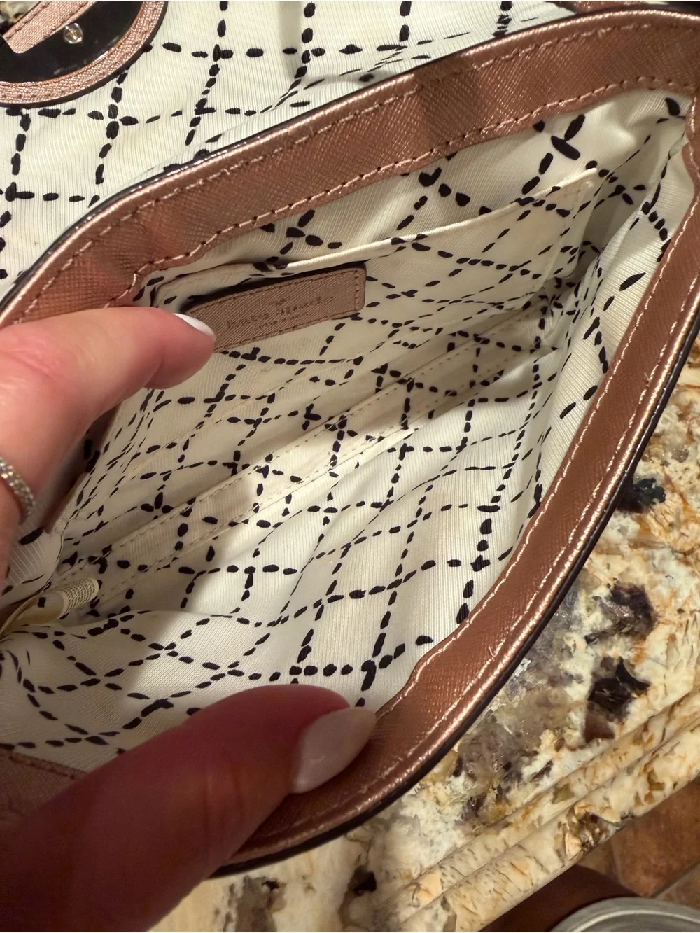 kate spade New York Sally Newbury Rose Gold Crossbody Bag Turn lock See pics